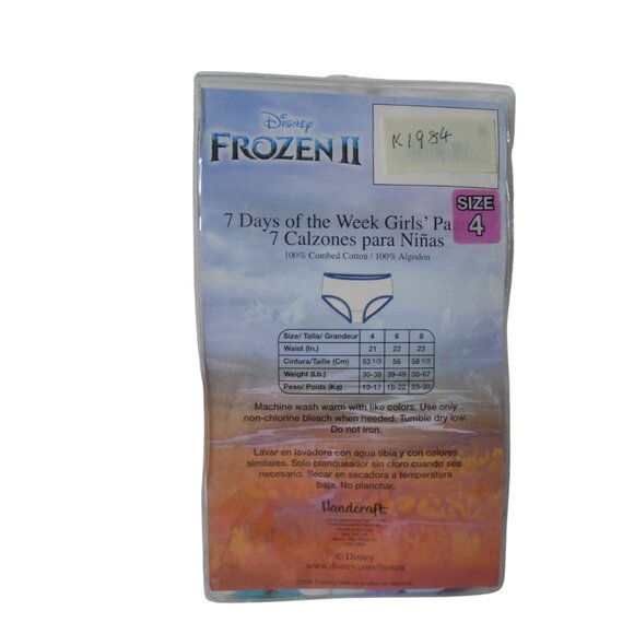 Frozen II 7 Days Of The Week Girls 100% Cotton Panties Size 4 - Picture 3 of 3